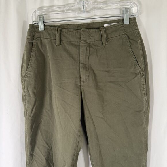 Gap Downtown Khaki Pants Women's 6 Green Mid Rise Pockets Flat Front Cotton Bl - Picture 2 of 10